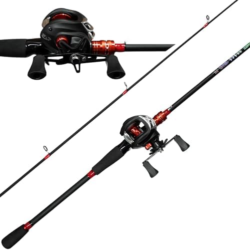 Kilitn Fishing Rod and Reel Combo, Baitcasting Combo Baitcast Reel, 6 Foot 7 Foot 2-Piece, Durable Fiberglass Wrapped Carbon Fiber Rod with Comfortable EVA Handle by Kilitn