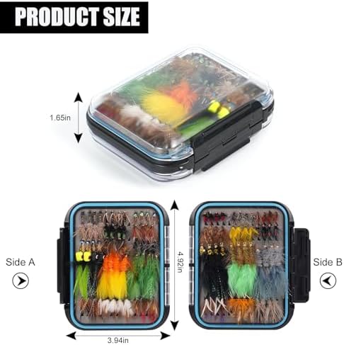 64/108pcs Fly Fishing Flies Assortment Kit for Trout Bass with Box - Image 6