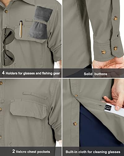 33,000ft Men's Long Sleeve Sun Protection Shirt UPF 50+ UV Quick Dry Cooling Fishing Shirts for Travel Safari Camping Hiking - Image 5