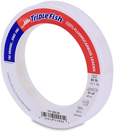 Triple Fish 100% Fluorocarbon Fishing Leader - Clear Invisible Strong and Heavy Duty Highly Abrasion Resistant, Fast Sinking Freshwater & Saltwater by TripleFish
