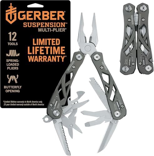 Gerber Suspension NXT 15-in-1 EDC Multitool, Pliers w/ Pocket Knife, Grey by Gerber