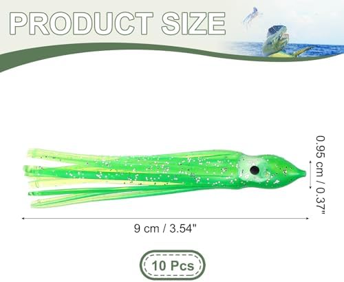 Fishing Squid Skirts, Glow Soft Plastic Trolling Lures Luminous -Fitting for (Bass/Trout/Salmon/Saltwater/Fishing Bait) - Image 2