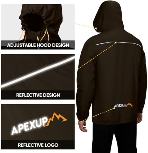 APEXUP Packable Rain Jacket Men Waterproof Lightweight Raincoat with Hood - Image 2
