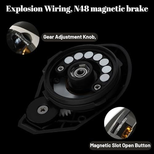 Baitcaster Reel, Fishing Reel, Magnet Braking System, 17.6 LB Max Drag, 7.2:1 and 6.3:1 Gear Ratio - Image 4