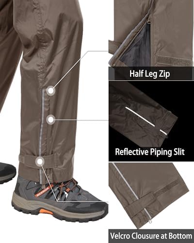 33,000ft Men's Rain Pants, Waterproof Rain Over Pants, Windproof Pants - Image 4