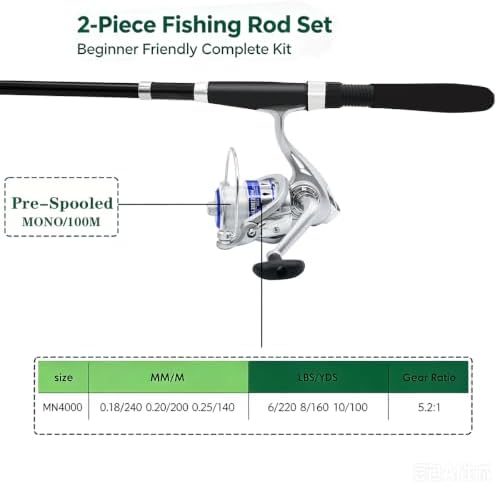 Fishing Pole Combo Set,2.1m/6.89ft 2PCS Collapsible Rods 2PCS Spinning Reels Lures Set Carrier Bag Carbon Fiber Telescopic Fishing Rods Sea Saltwater Freshwater Kit Fishing Rod Reel Combos - Image 3