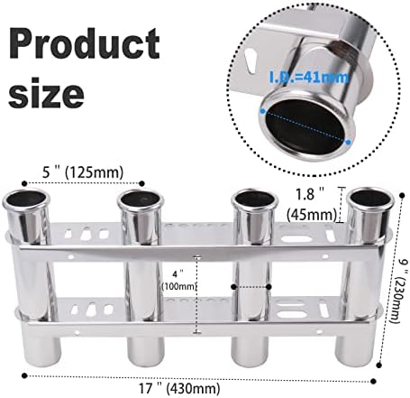 Fishing Rod Holder for Boat, Vertical Wall Mounted Fishing Rod Rack, Stainless Steel Rod Holder for Marine Boat,Fishing Boat, Truck (4 Tubes Upgrade) - Image 3