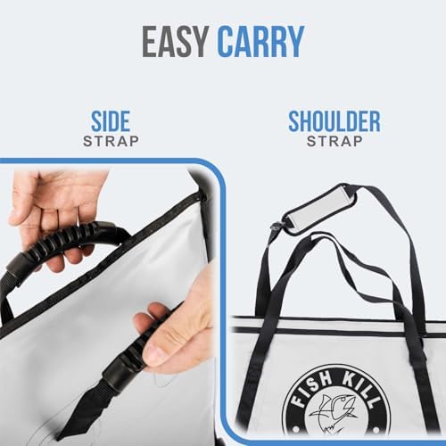 Insulated Fish Cooler Bag - Waterproof Leakproof PVC fishing Kill Bag with Carry Handles - Portable Fishing Cooler heavy bag for Boat & Kayak Use - Image 6