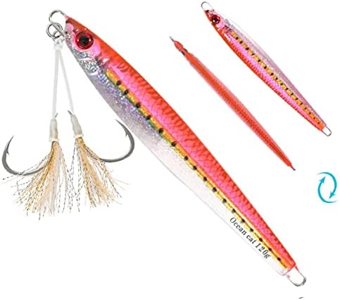 OCEAN CAT 1 PC Slow Fall Pitch Fishing Lures Sinking Lead Metal Flat Jigs Jigging Baits with Hook for Saltwater Fishing 4 Colors 160G/200G - Image 3