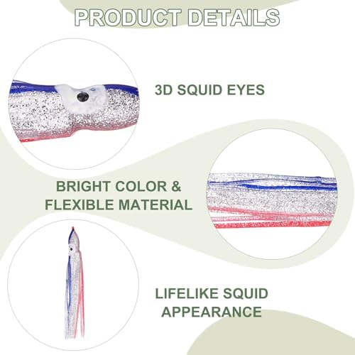Fishing Squid Skirts, Glow Soft Plastic Trolling Lures Luminous -Fitting for (Bass/Trout/Salmon/Saltwater/Fishing Bait) - Image 3