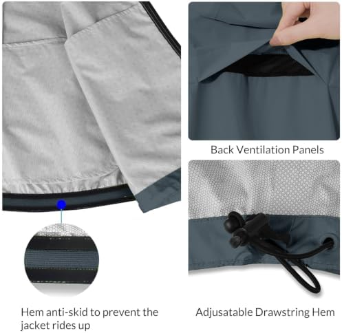 baleaf Men's Rain Jacket Waterproof Hood Lightweight Reflective Packable - Image 3