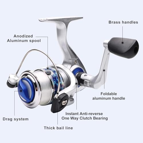 Portable Fishing Spinning Rod and Reel Combo Set Carbon Fiber Fluorescent Rod Tip, with Fishing Lures Line Carrier Bag Kits for Travel Surf Saltwater Freshwater - Image 6