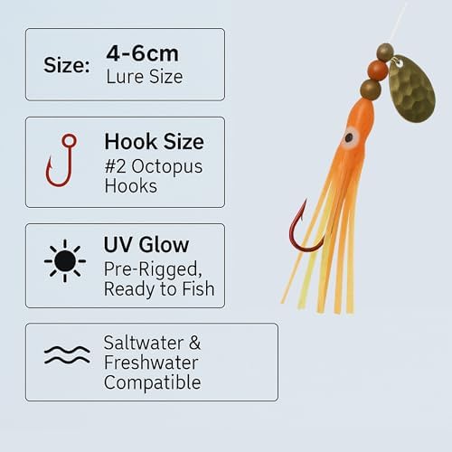 Squid Fishing Hoochies 10 Pack, Glow Kokanee Salmon Trolling Lures - Image 3