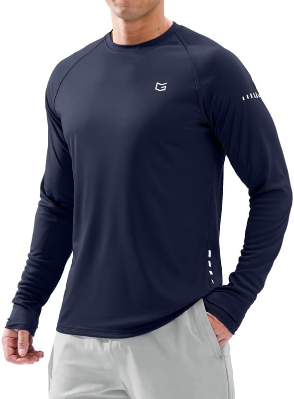 Men's Sun Protection Swim Long Sleeve UPF 50+ Rash Guard Lightweight Shirts by GGradual