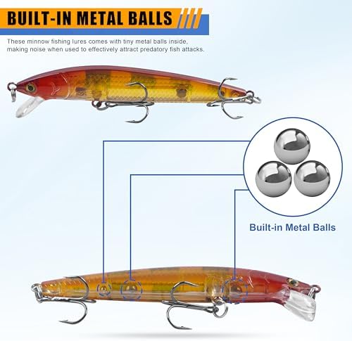 Fishing Lures Kit Crankbait Minnow Hard Bait Set Deep Diving Jerkbait Swimbait Popper Pencil Walleye Lures Artificial Fishing Bait for Bass Trout Redfish Saltwater Freshwater Fishing Lure - Image 4