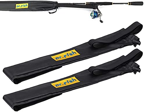 Dr.Fish Fishing Rod Socks Fishing Pole Sleeves Rod Protector Tangle-Free Lightweight Nylon Adjustable Rod Cover Protector for Spinning Rod Baitcasting Rod Surf Rod Fishing Rod Tube Case by DrFish