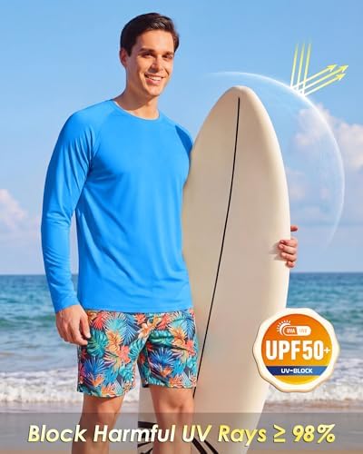 Boladeci Men's UPF 50+ Sun Protection UV SPF Shirts Long Sleeve Lightweight Quick Dry Swim T-Shirts Rash Guard - Image 3