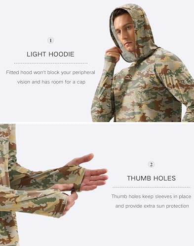 Pudolla Men's Sun Protection Hoodie Shirts UPF 50+ Fishing Hiking Shirt - Image 6