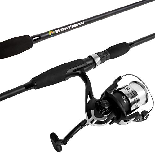 Fiberglass Fishing Pole - Strike Series 78-Inch Collapsible Rod and Spinning Reel Combo, EVA Handle, Pre-Spooled Reel, Fishing Gear for Catching Walleye, Bass, Trout, and More by Wakeman by Wakeman