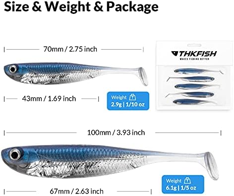 QualyQualy Soft Plastic Swimbait Paddle Tail Shad Lure Soft Bass Shad Bait Minnow Paddle Tail Swim Bait for Bass Trout Walleye Crappie - 2.75in, 3.14in, 3.94in, 5in - Image 6