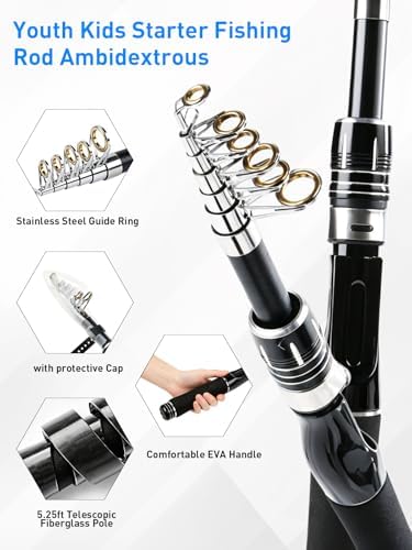 Fishing Pole Kit, Carbon Fiber Telescopic Fishing Rod and Reel Combo with Spinning Reel, Line, Bionic Bait, Hooks and Carrier Bag, Fishing Gear Set for Beginner Adults - Image 3
