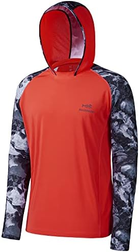 BASSDASH Men’s UPF 50 Performance Fishing Shirt Cooling Hoodie Camo Long Sleeve FS17M by Bassdash