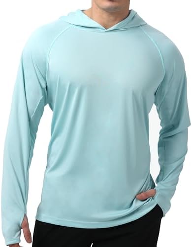 Men's UPF 50+ Sun Protection Hoodie, Long Sleeve Fishing Shirt by WELIGU