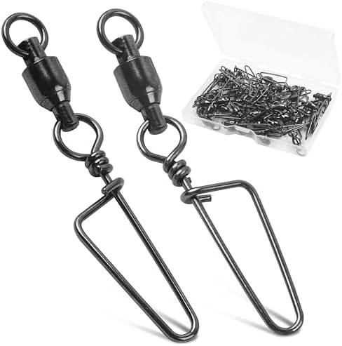 AGOOL Fishing Swivels Snaps Ball Bearing Swivels with Coastlock Snaps Stainless Steel Fishing Tackle Line Lure Leader Connector Quick Change Terminal Tackle for Lures, Leaders and Rigs by AGOOL