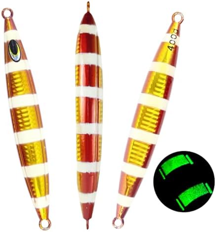 Eupheng Heavy Duty Fishing Jigs Saltwater 200g/300g/400g/500g, Glow in Dark Roller Slow Fall Lead Jig Deep Sea Fishing Jigging Lures for Tuna, Salmon, Sailfish, Grouper Snapper by EUPHENG