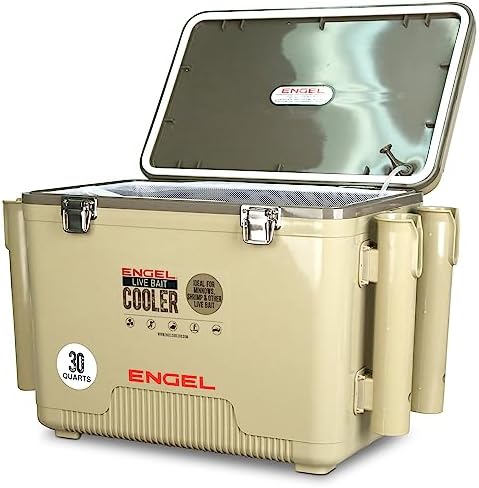 ENGEL Live Bait Cooler PRO for Fishing - Portable Minnow and Bait Bucket with Lithium-Ion Rechargeable Aerator by ENGEL