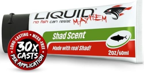 Liquid Mayhem Shad Fish Attractant Gel 60 ml / 2 oz · 60 Uses – Real Anchovy Bait & Aminos | UV-Enhanced Long-Lasting Gel – All Lure Types by LiquidMayhem