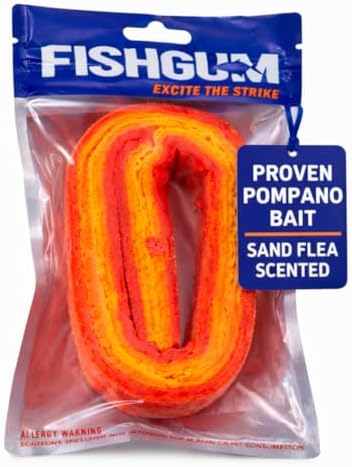 FishGum Surf Fishing Bait Strips for Saltwater Beach Fishing – Real Shrimp, Crab, Clam & Sand Flea Infused Scent – Artificial Cut Bait for Pompano, Redfish & Flounder by FISHGUM