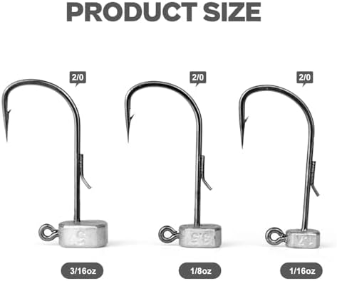 Ned Rig Jig Heads, 20/40 Pack Finesse Mushroom Jig Hooks for Bass Fishing - Image 5