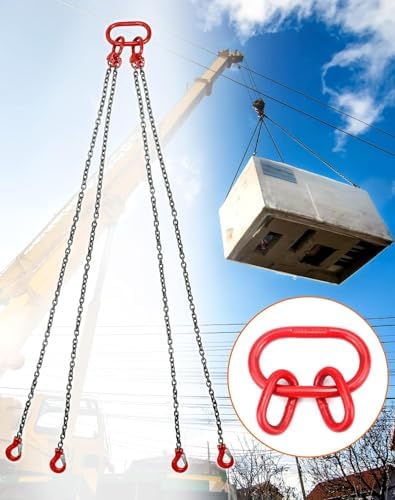 EGV G80 Chain Sling Ring, Oblong Master Link Hoist Ring for Lifting Rigging,17636 lbs, Red(8T) - Image 6