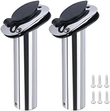 Hoffen 2Pcs Boat Stainless Steel Fishing Rod Holder Flush Mount 15/30/90 Degree with PVC Cap,Inner Tube and Gasket by Hoffen