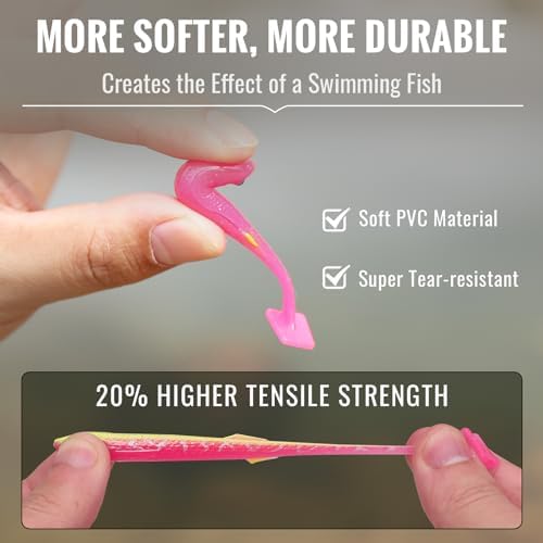 TRUSCEND Shadtale Easy Catch Soft Fishing Lures with BKK Hooks - Trembly Sinking and Vibrating Swim for More Bites, Pre-Rigged Swimbaits for Bass, Trout, Crappie, Walleye, Freshwater Saltwater Fishing - Image 4