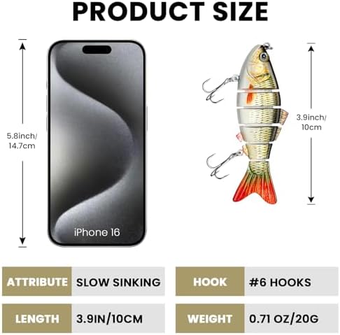 Bass Fishing Lure for Freshwater and Saltwater Lifelike Fishing Lures Multi Jointed Swimbait for Bass Trout Crappie Walleye Pike Fishing Gifts for Men - Image 5