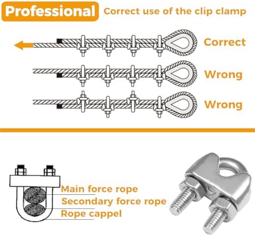 12Pcs 3/16'' M5 Wire Rope Clamps 10Pcs M5 Wire Rope Thimble - Image 5