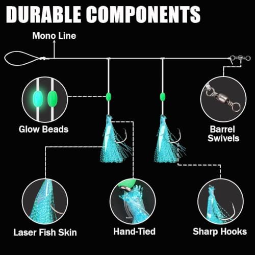 Shaddock Fishing Bait Rigs Saltwater with Sharp Hooks for Flounder Halibut - Image 3
