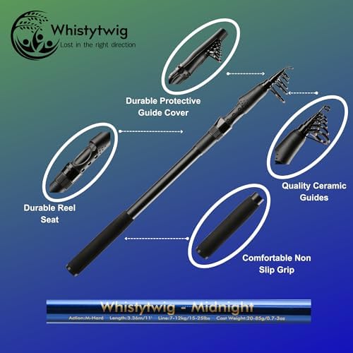 Whistytwig Carbon Fiber Telescopic Fishing Rod - Portable Collapsible Design for Travel and Adventure - Versatile Saltwater and Freshwater Fishing Pole - Image 4