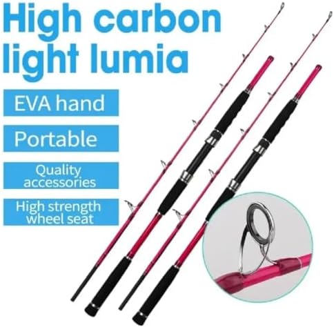 5.6' Travel Slow Jigging Rod 2-Piece Pink Offshore SpinCast 2.8-4.2oz 4-8PE - Image 2