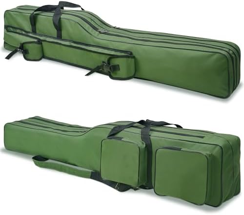 SILANON Fishing Rod Case, Portable Fishing Pole Bag 4.27ft Waterproof Rod Reel Carrier Organizer Large Capacity Tackle Storage Bag Travel Carry Case Gift for Men by SILANON