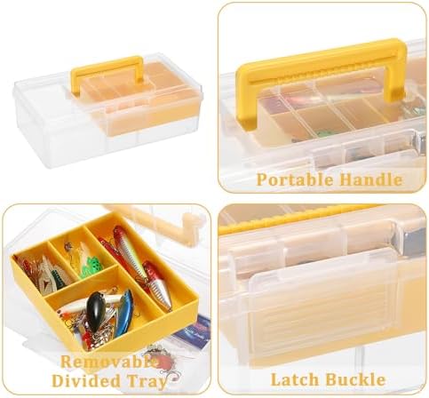 JUXYES Clear Art Craft Supply Storage Bin Sewing Box With Handle Lid - Image 3
