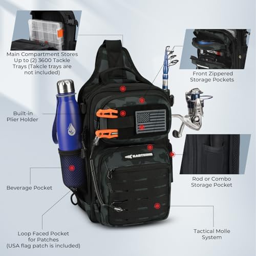 KastKing Blowbak Fishing Sling Bag, Fishing Backpack with Rod Holder - Image 3