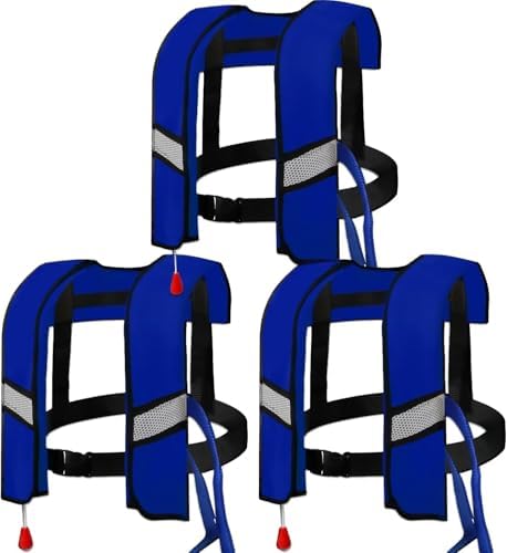 3-Pack Life Jackets for Men Women - 150N Automatic Inflation Swim Vest with Reflective Strips & Safety Buckle ~ Lightweight &Breathable by forkidsyouthplaygames
