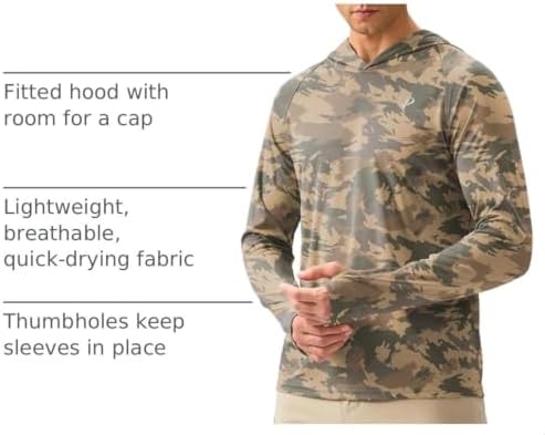 Pudolla Men's Sun Protection Hoodie Shirts UPF 50+ Fishing Hiking Shirt - Image 4