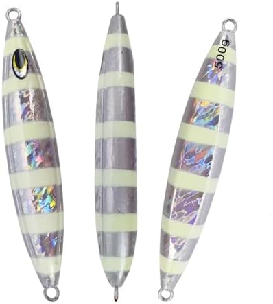 Eupheng Heavy Duty Fishing Jigs Saltwater 200g/300g/400g/500g, Glow in Dark Roller Slow Fall Lead Jig Deep Sea Fishing Jigging Lures for Tuna, Salmon, Sailfish, Grouper Snapper by EUPHENG
