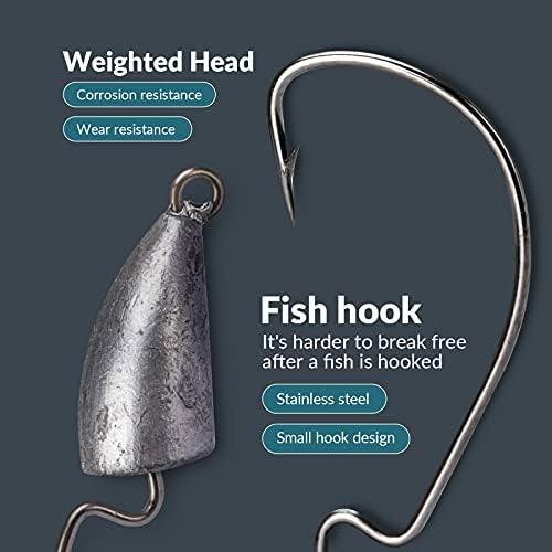 THKFISH Weedless Swimbait Jig Heads for Bass Fishing, Weighted Texas Rig Hook Fishing Hooks Saltwater Freshwater 1/8 oz, 1/6 oz, 1/4 oz, 3/8 oz, 1/2 oz,3/4 oz - Image 2