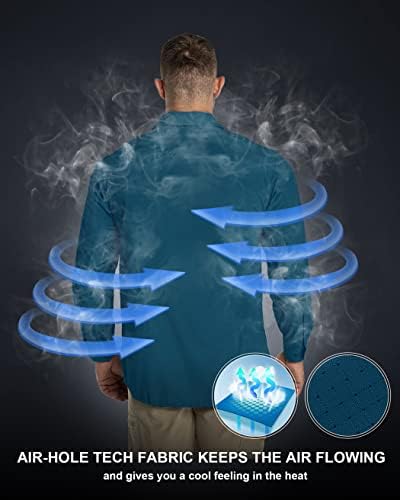 33,000ft Men's Long Sleeve Sun Protection Shirt UPF 50+ UV Quick Dry Cooling Fishing Shirts for Travel Safari Camping Hiking - Image 2
