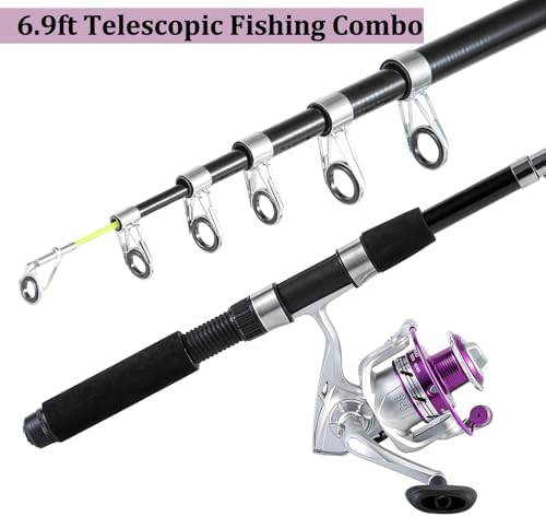 Tripquips Fishing Pole Combo, 6.9ft 2Pcs Telescopic Rods Set, Collapsible Fishing Rods, 2PCS Spinning Reel Set with Carrier Bag Freshwater Fishing Rod and Reel Combos Kits - Image 3
